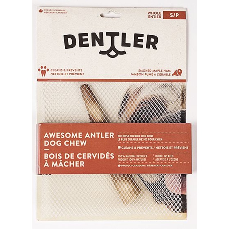 DENTLER ANTLER CHEWS SPLIT SMOKED HAM DOG 1PC