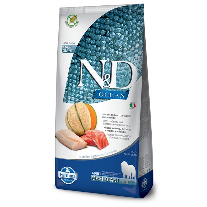 FARMINA N&D OCEAN - SALMON, COD & CANTALUPE MELON ADULT MAXI GIANT
