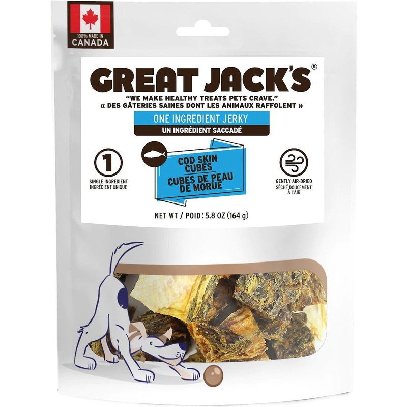 GREAT JACK'S AIR DRIED COD SKIN CHEW CUBES DOG TREATS