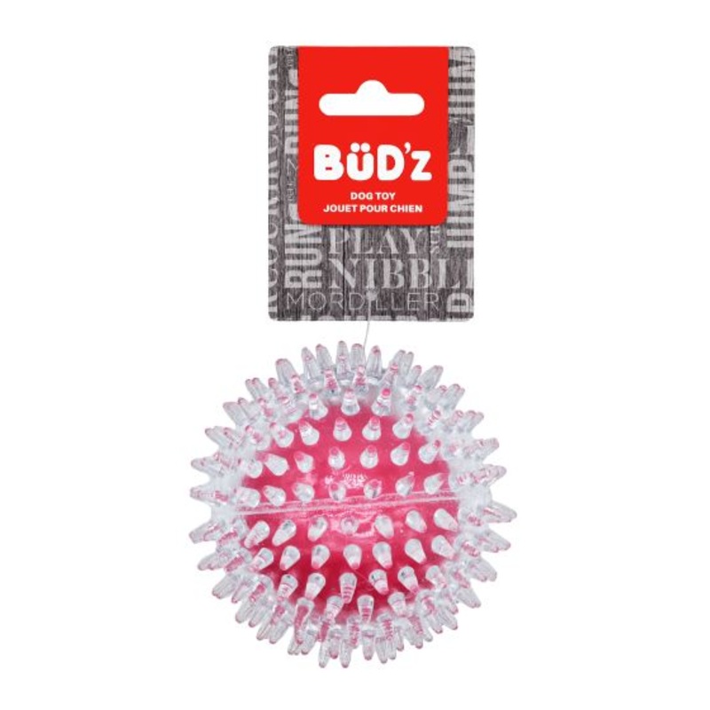 BUD'Z RUBBER TRANSPARENT SPIKEDN BALL DOG TOYS