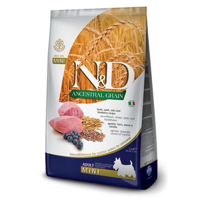FARMINA N&D ANCESTRAL GRAIN - LAMB & BLUEBERRY ADULT MINI BREED