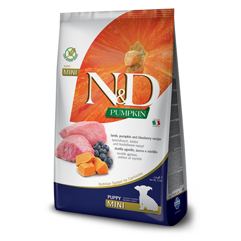 FARMINA N&D PUMPKIN GRAIN FREE - LAMB & BLUEBERRY PUPPY- MINI BREED