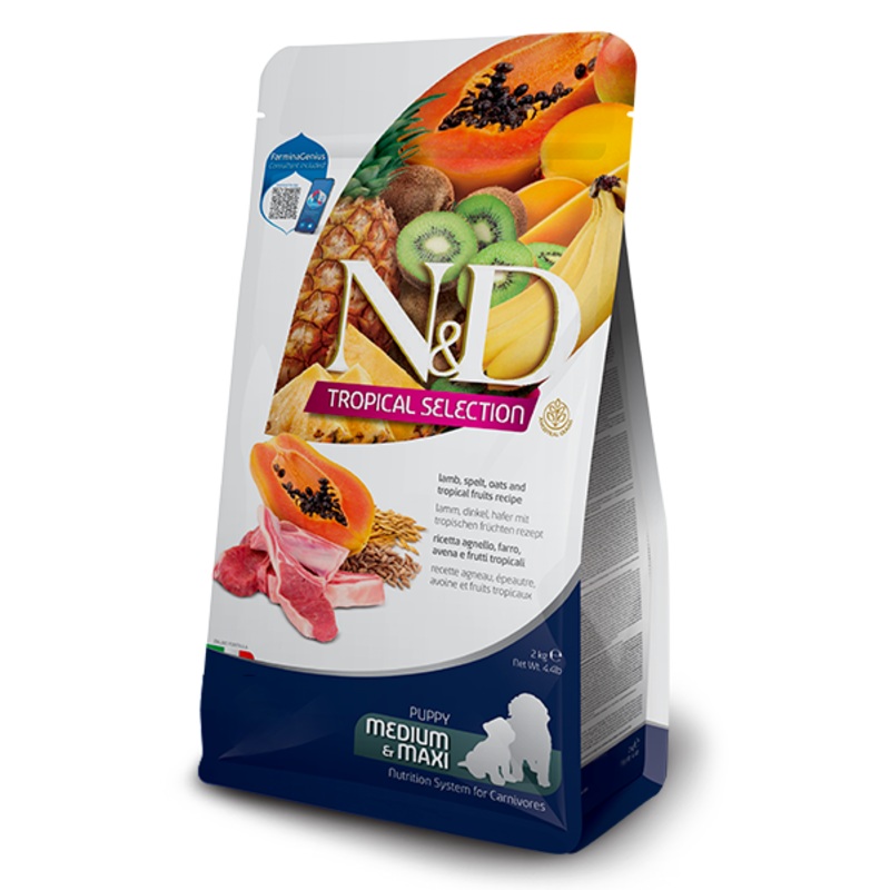 FARMINA N&D TROPICALS - LAMB, SPELT, OATS AND TROPICAL FRUITS PUPPY MEDIUM & MAXI