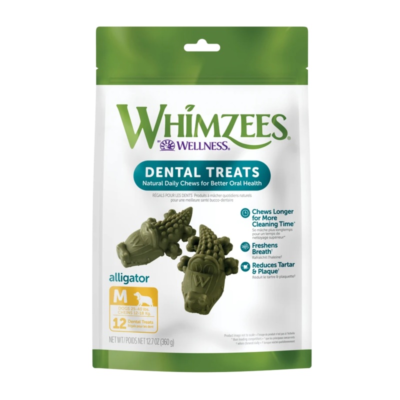 WHIMZEES DENTAL POUCHES - ALLIGATOR