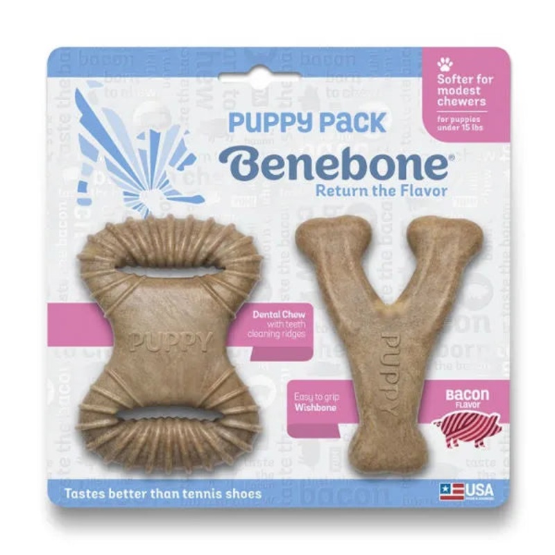 BENEBONE PUPPY DENTAL CHEW & WISHBONE BACON 2pk