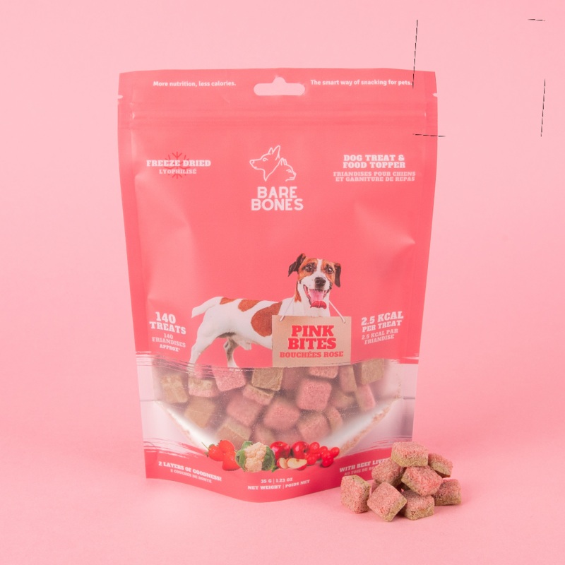 BARE BONES PINK BITES  DOG TREATS