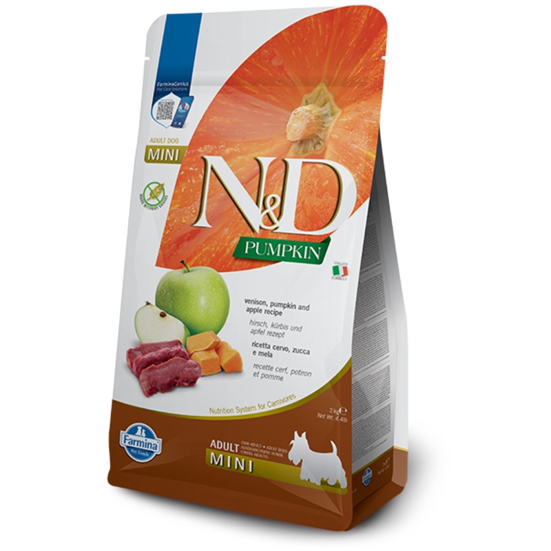 FARMINA N&D PUMPKIN GRAIN FREE - VENISON & APPLE ADULT - MINI BREED