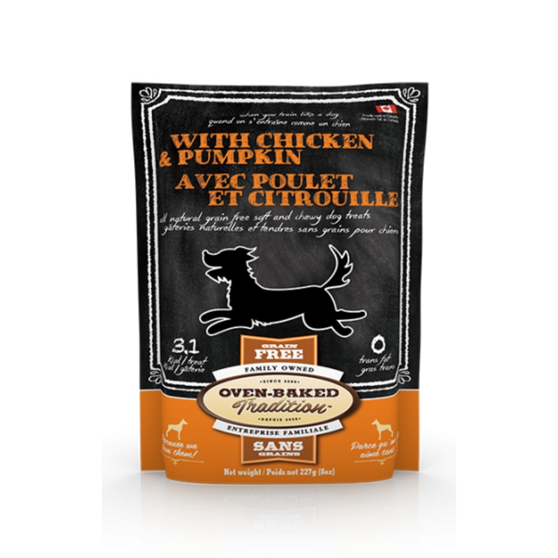 OVEN BAKED TRADITION DOG TREAT ALL NATURAL SOFT & CHEWY GRAIN-FREE TREATS FOR DOGS  CHICKEN & PUMPKIN
