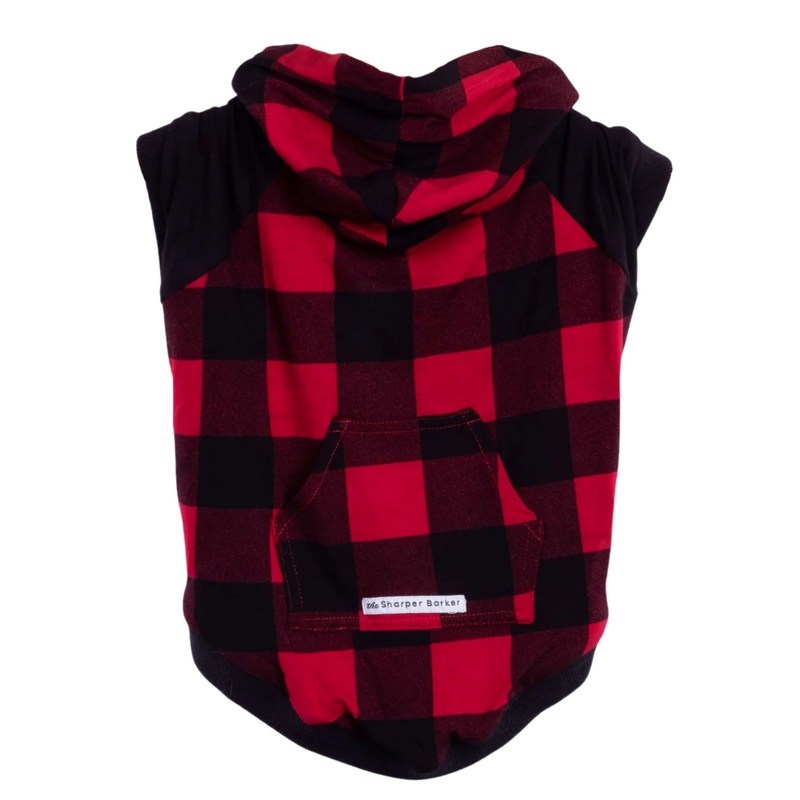 SHARPER BARKER LIGHT-WEIGHT FLEECE HOODIES : RED PLAID