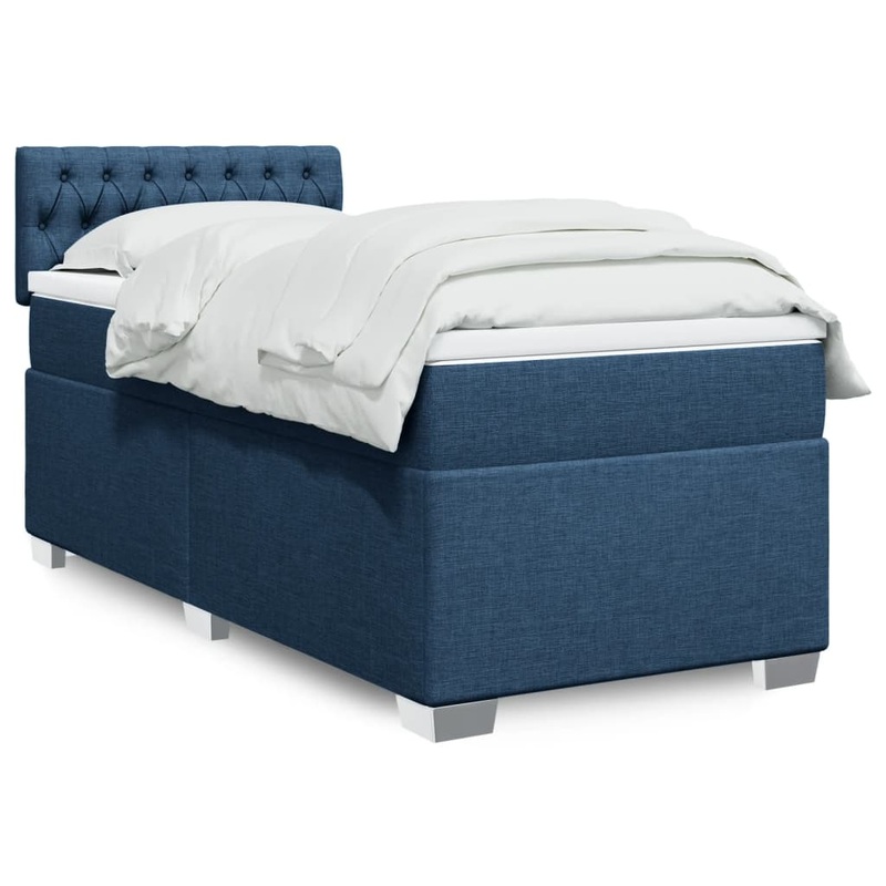 Sommier  lattes de lit avec matelas Bleu 90x200 cm Tissu
