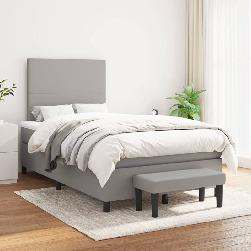 Sommier  lattes de lit avec matelas Gris clair 120x200cm Tissu