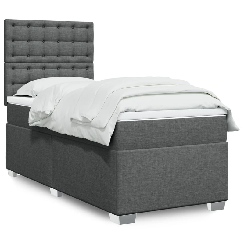 Sommier  lattes de lit avec matelas Gris fonc 90x200 cm Tissu