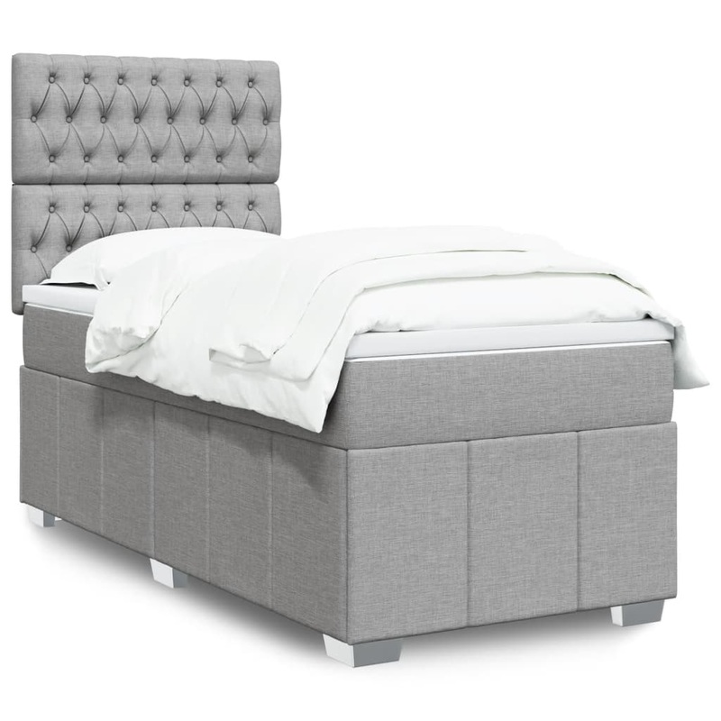 Sommier  lattes de lit et matelas Gris clair 90x190 cm Tissu