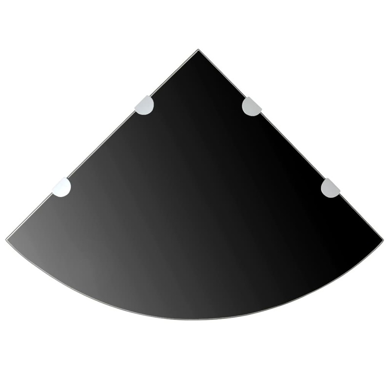 tagres d'angle 2 pcs et supports chroms Verre Noir 45x45 cm